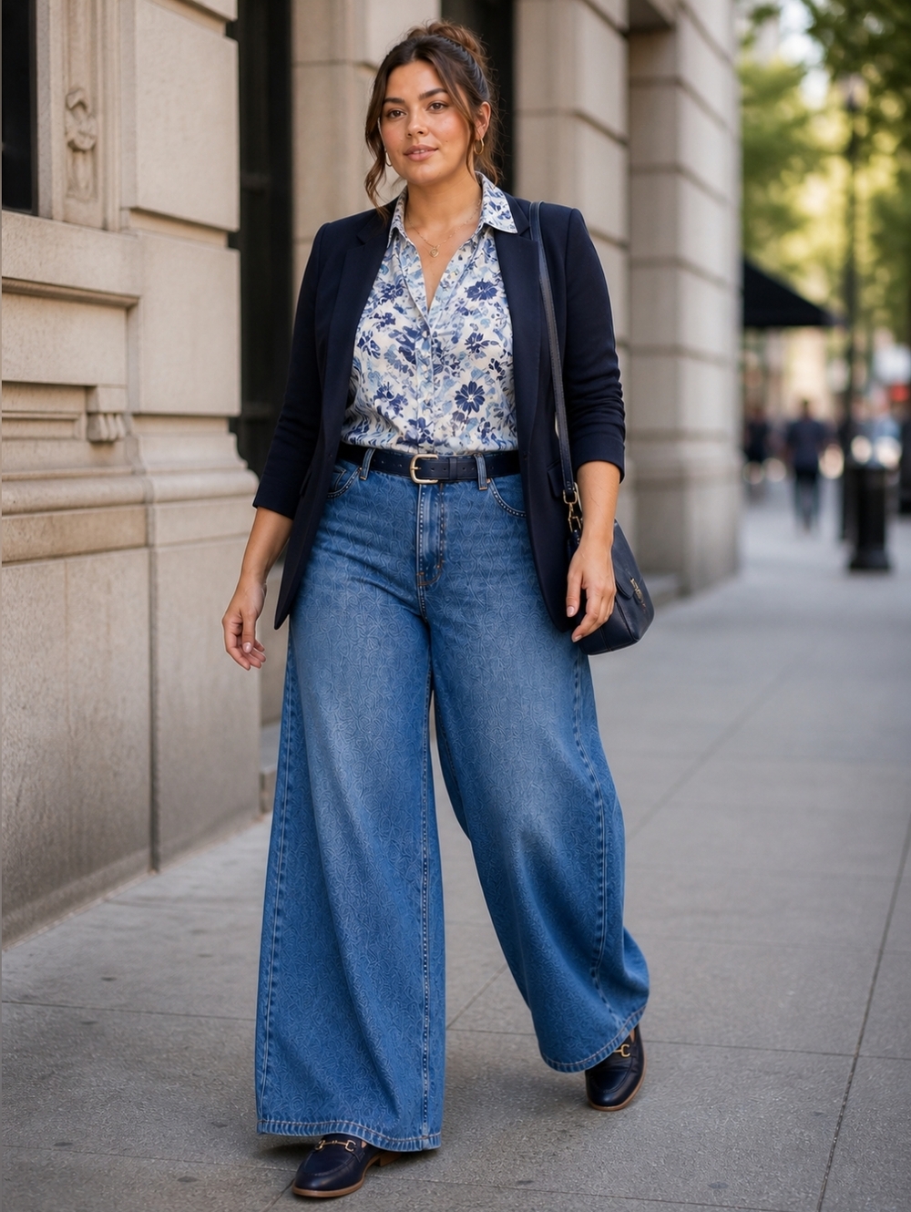 Free People Wide Leg Jeans Size 32 Blue High Rise Relaxed Fit Denim